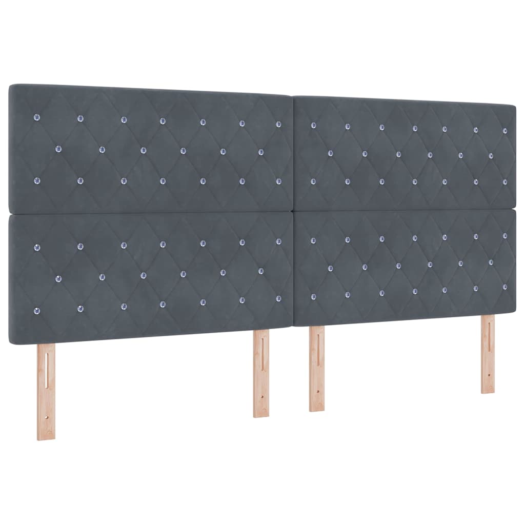 Velvet Headboard Argyle with Headboard Dark grey 200 cm Velvet